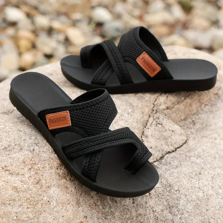 Comfortable Flat Sandals with Mesh Cross Strap and Open Toe