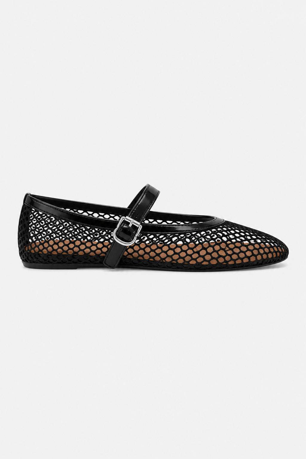 Buckle Mesh Mary Jane Flats