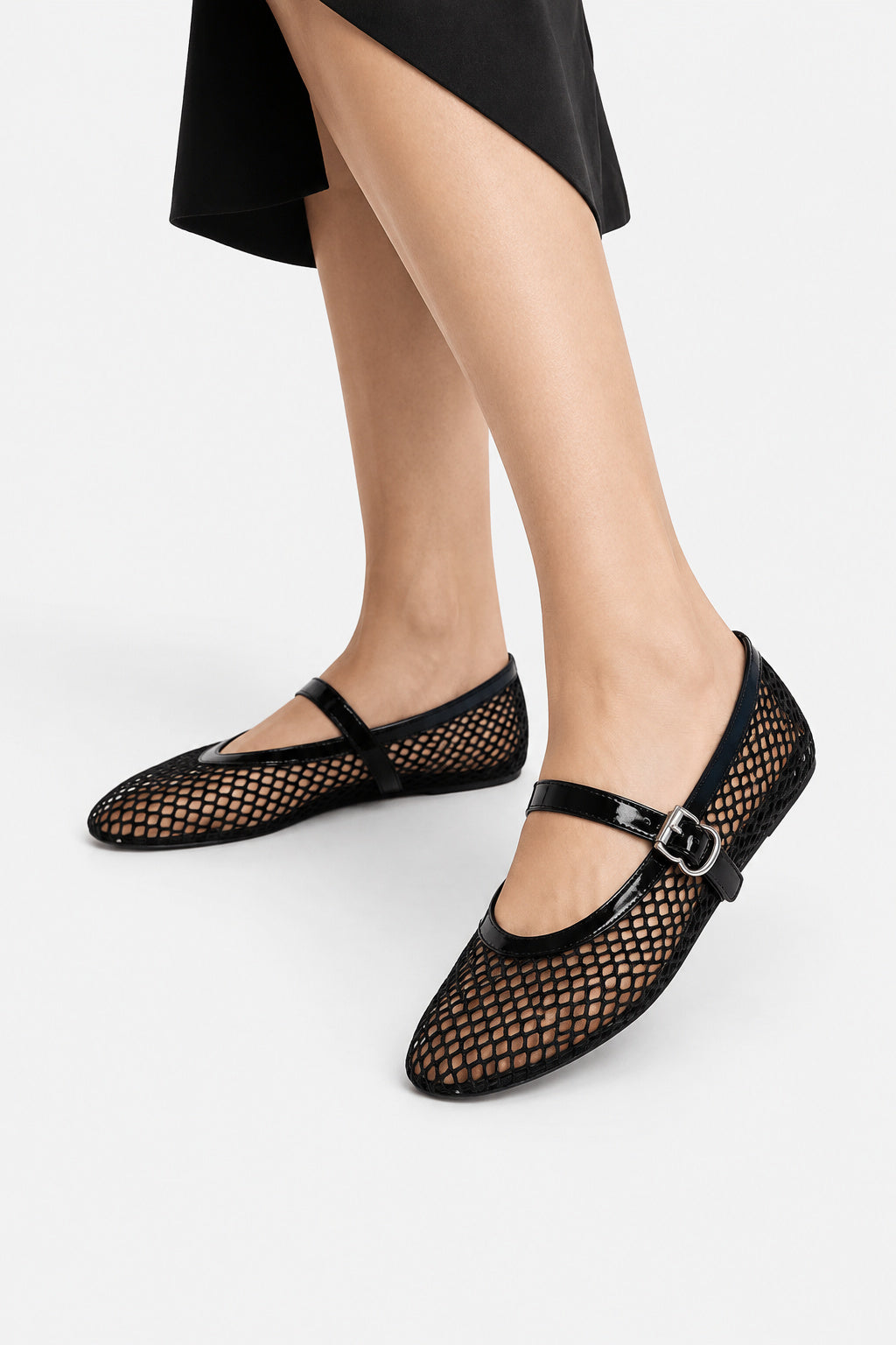 Buckle Mesh Mary Jane Flats