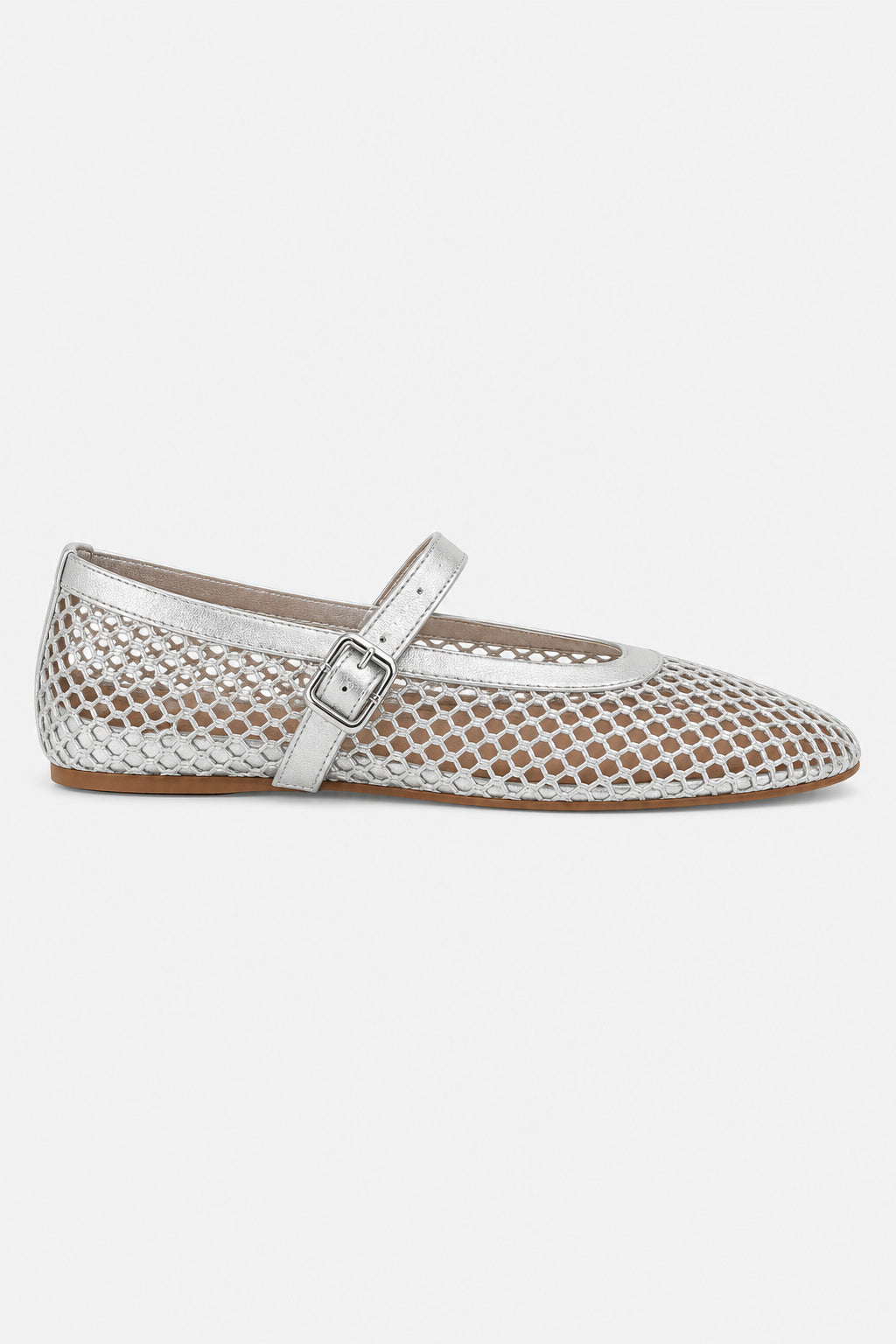 Buckle Mesh Mary Jane Flats