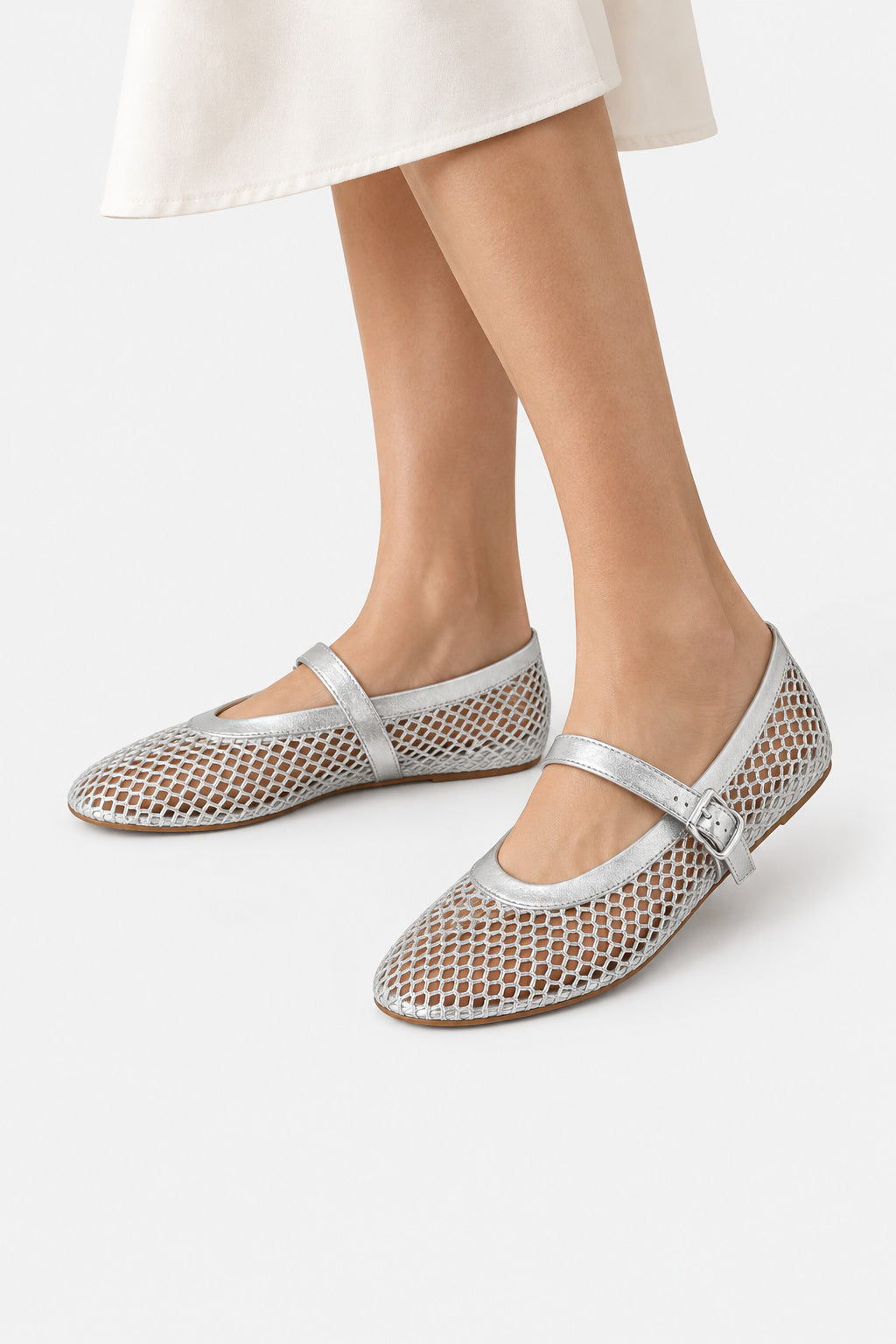 Buckle Mesh Mary Jane Flats
