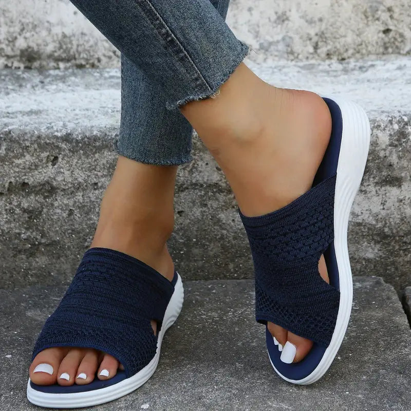 Comfortable Wedge Sandals with Knit Upper and Cushioned Platform Sole