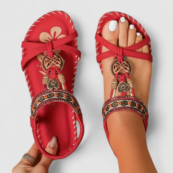 Flat Summer Sandals with Elasticated Ankle Strap