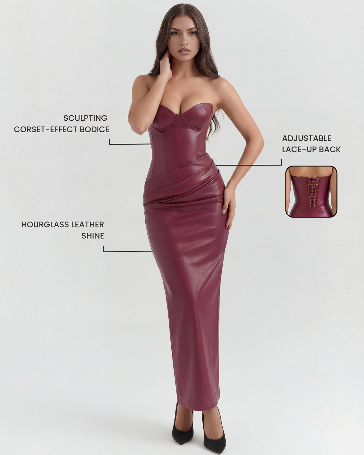 Faux Leather Bodycon Maxi Dress