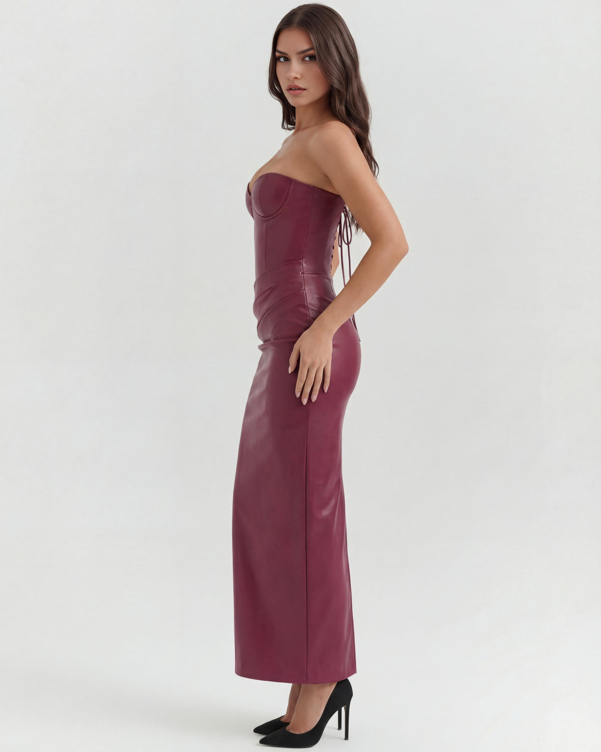 Faux Leather Bodycon Maxi Dress