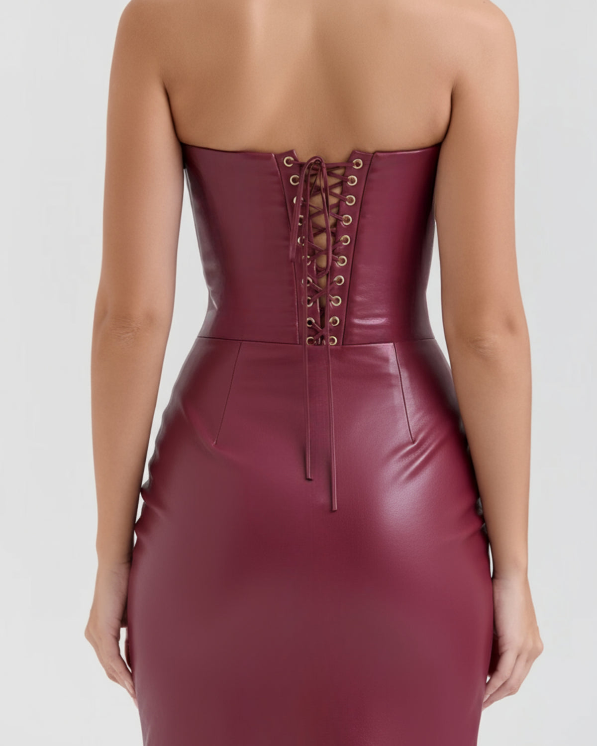 Faux Leather Bodycon Maxi Dress