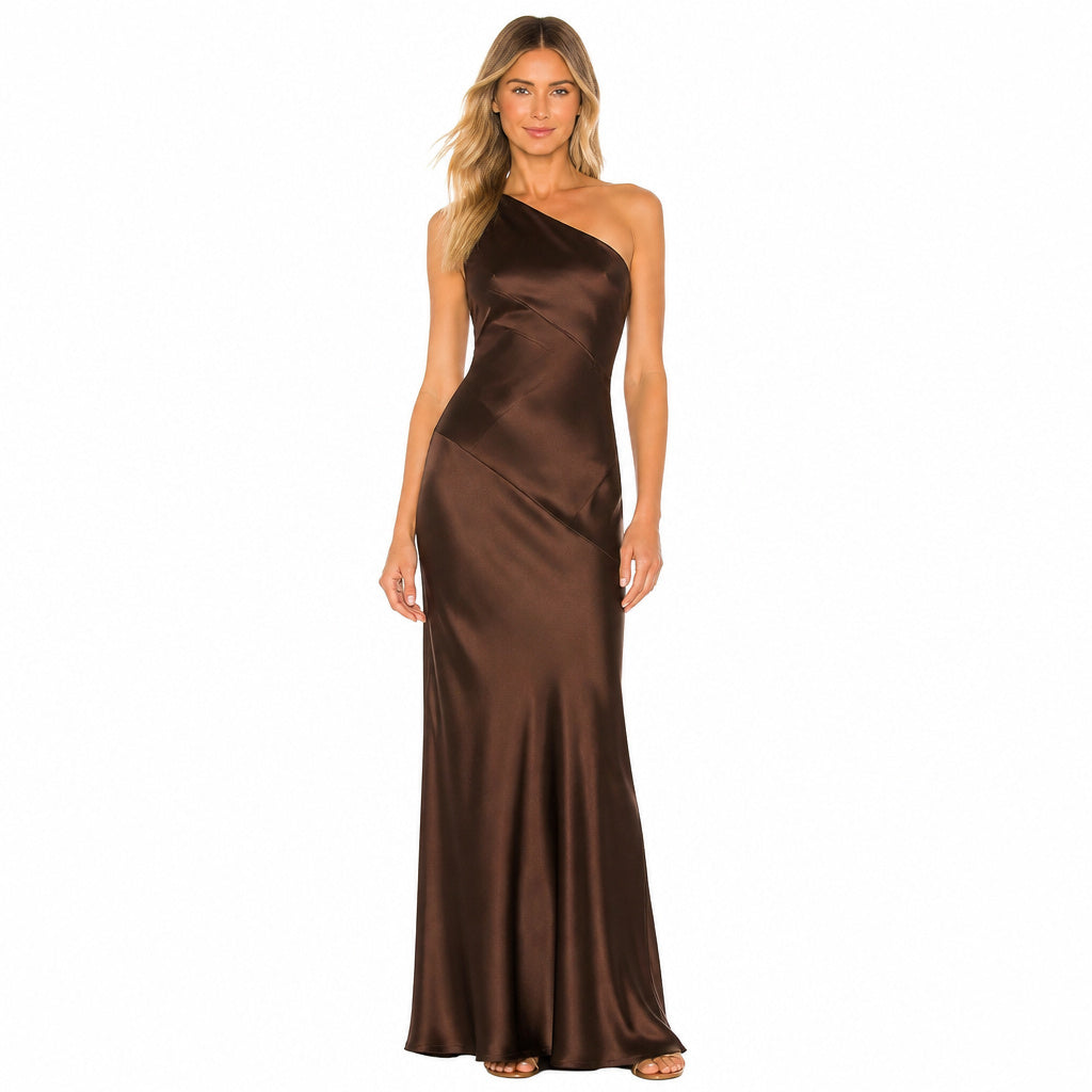 Fitted Column Satin Maxi Dress