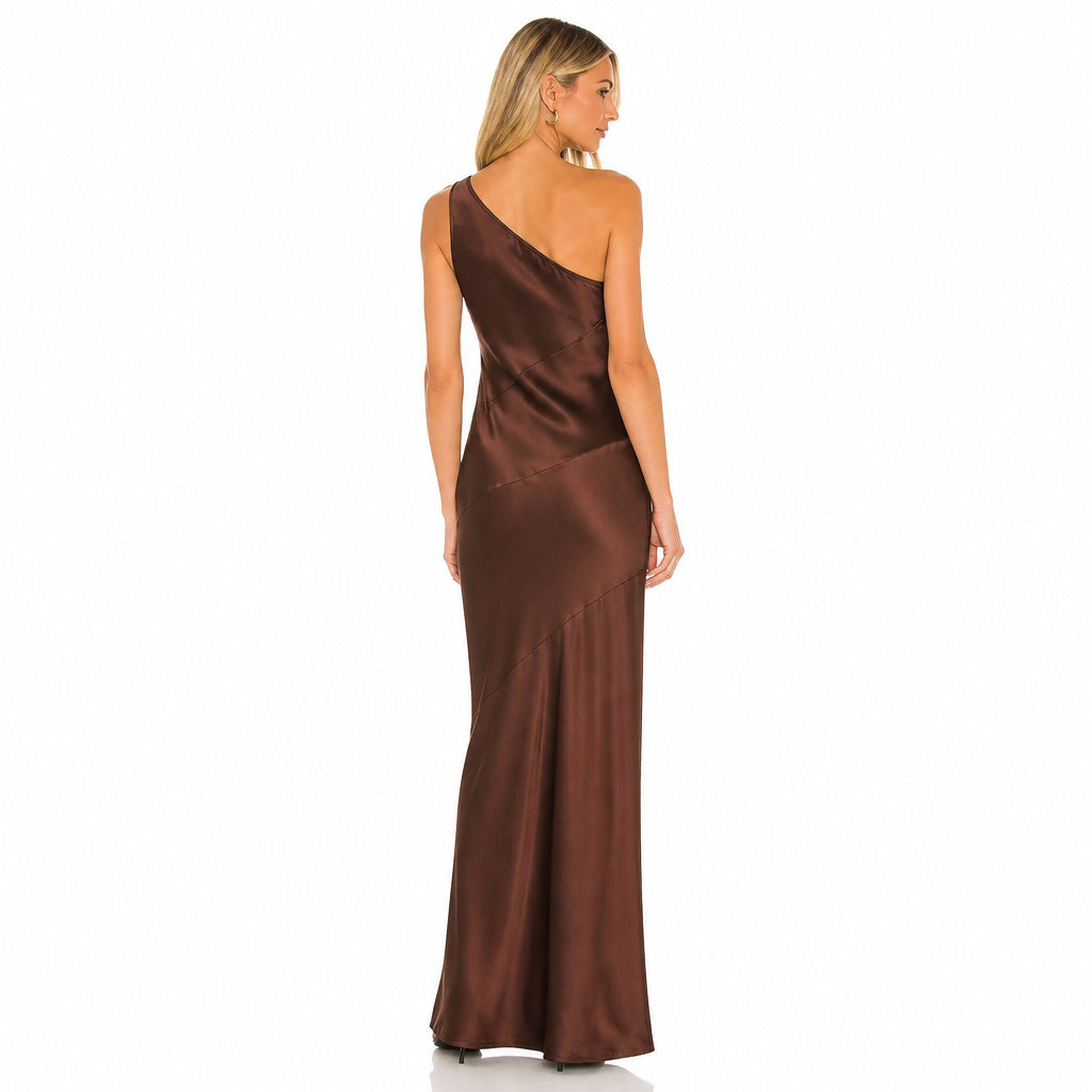 Fitted Column Satin Maxi Dress