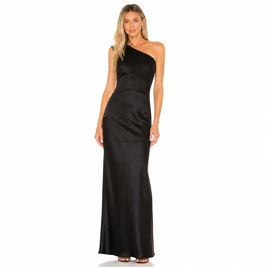 Fitted Column Satin Maxi Dress