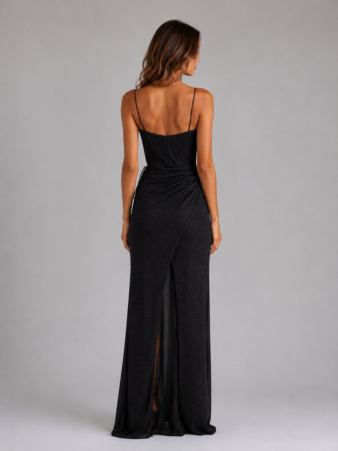 Fitted Cowl Neck Corset Maxi Dress
