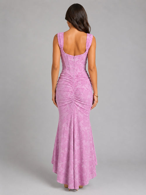 Fitted Floral Corset Maxi Dress