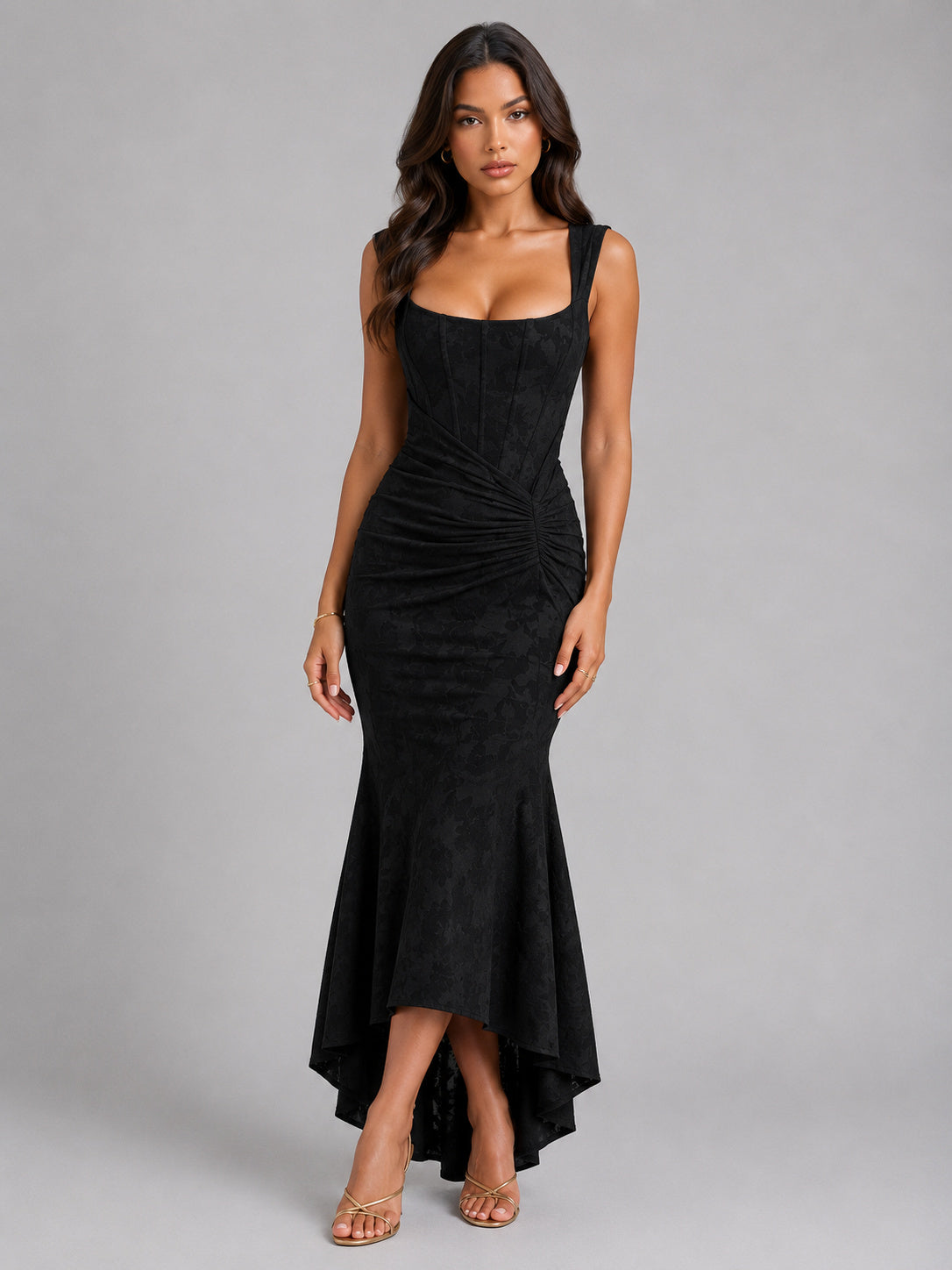 Fitted Floral Corset Maxi Dress