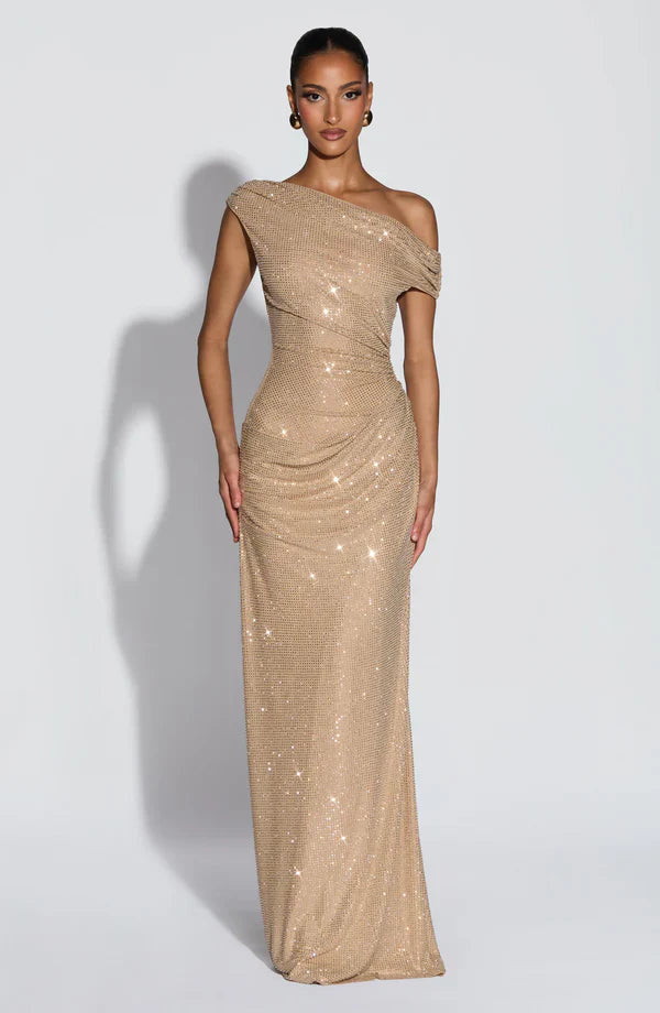 Fitted Full Length Sequin Dress Maxi