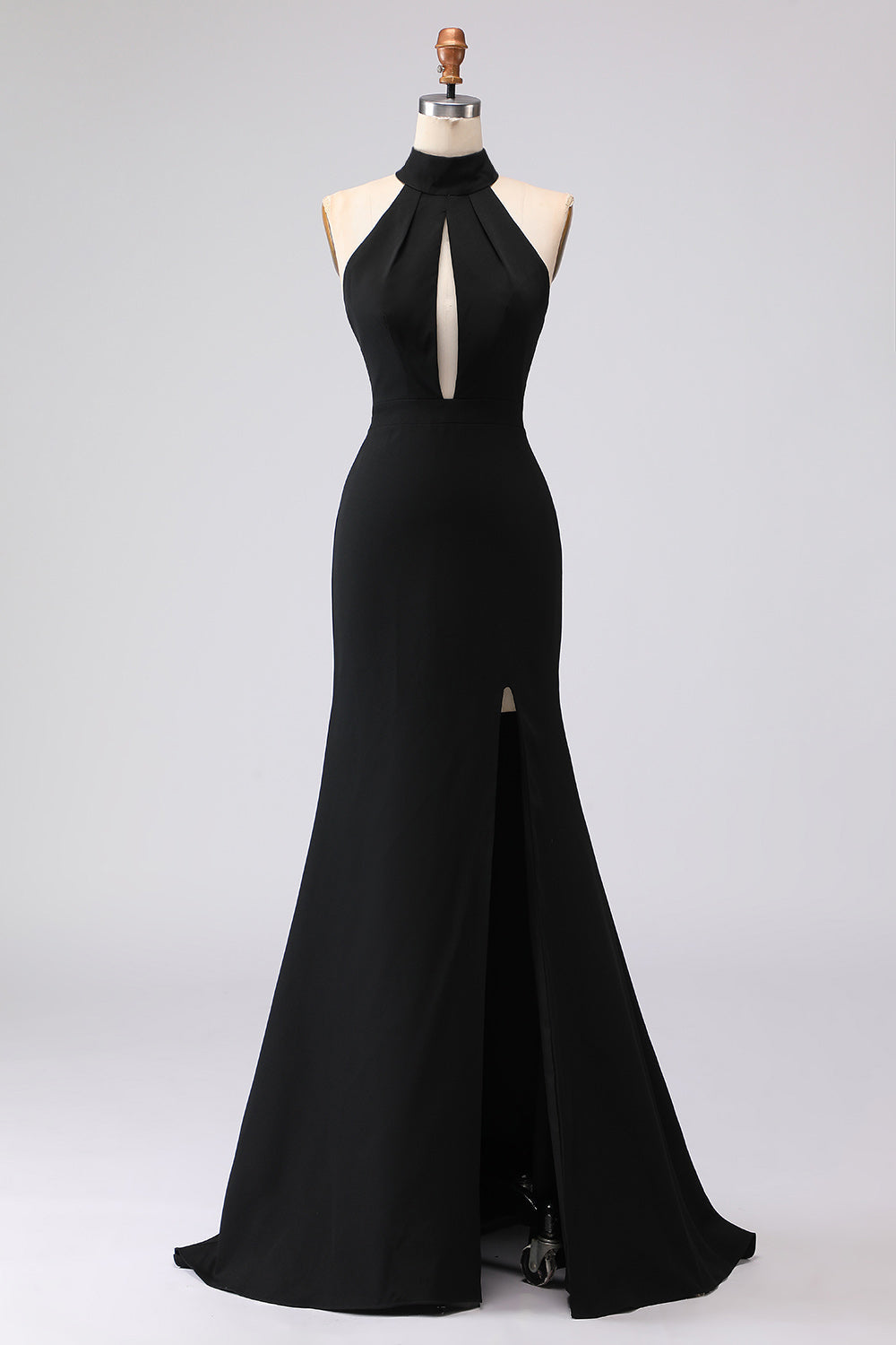 Fitted Halter Neck Backless Maxi Dress
