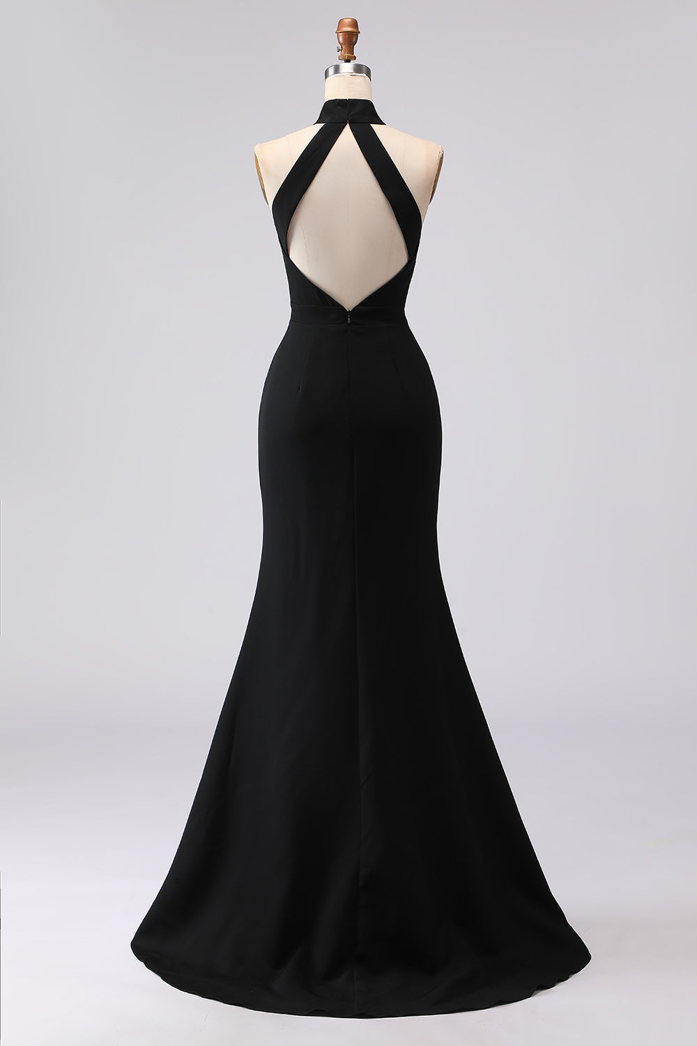 Fitted Halter Neck Backless Maxi Dress