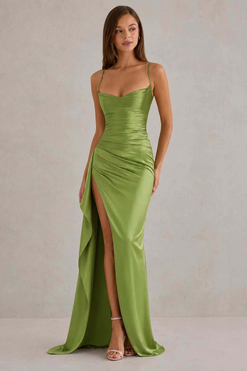 Fitted Sleeveless Satin Maxi Dress