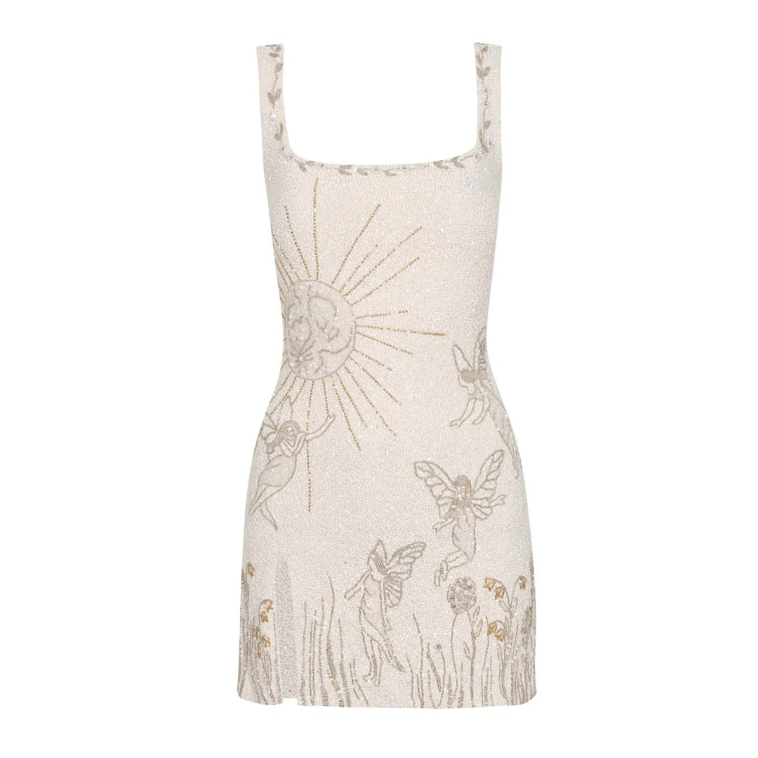 Fitted Sleeveless Square Neck Mini Party Dress