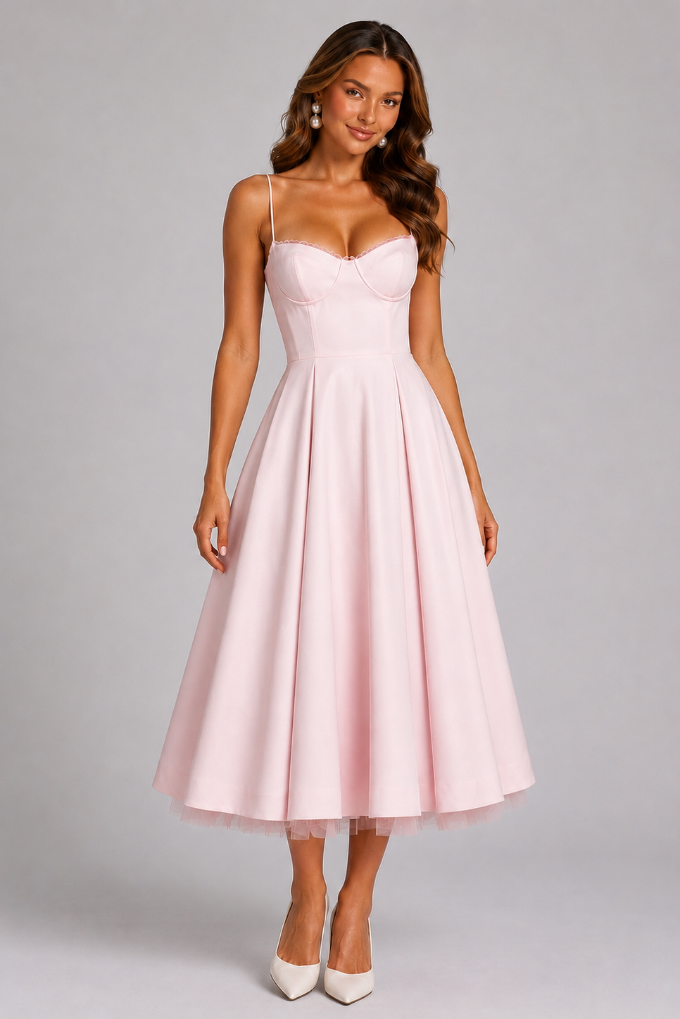 Fitted Strappy Corset Midi Dress