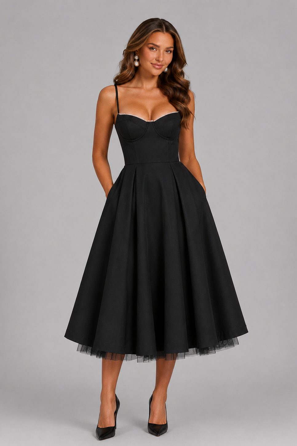 Fitted Strappy Corset Midi Dress