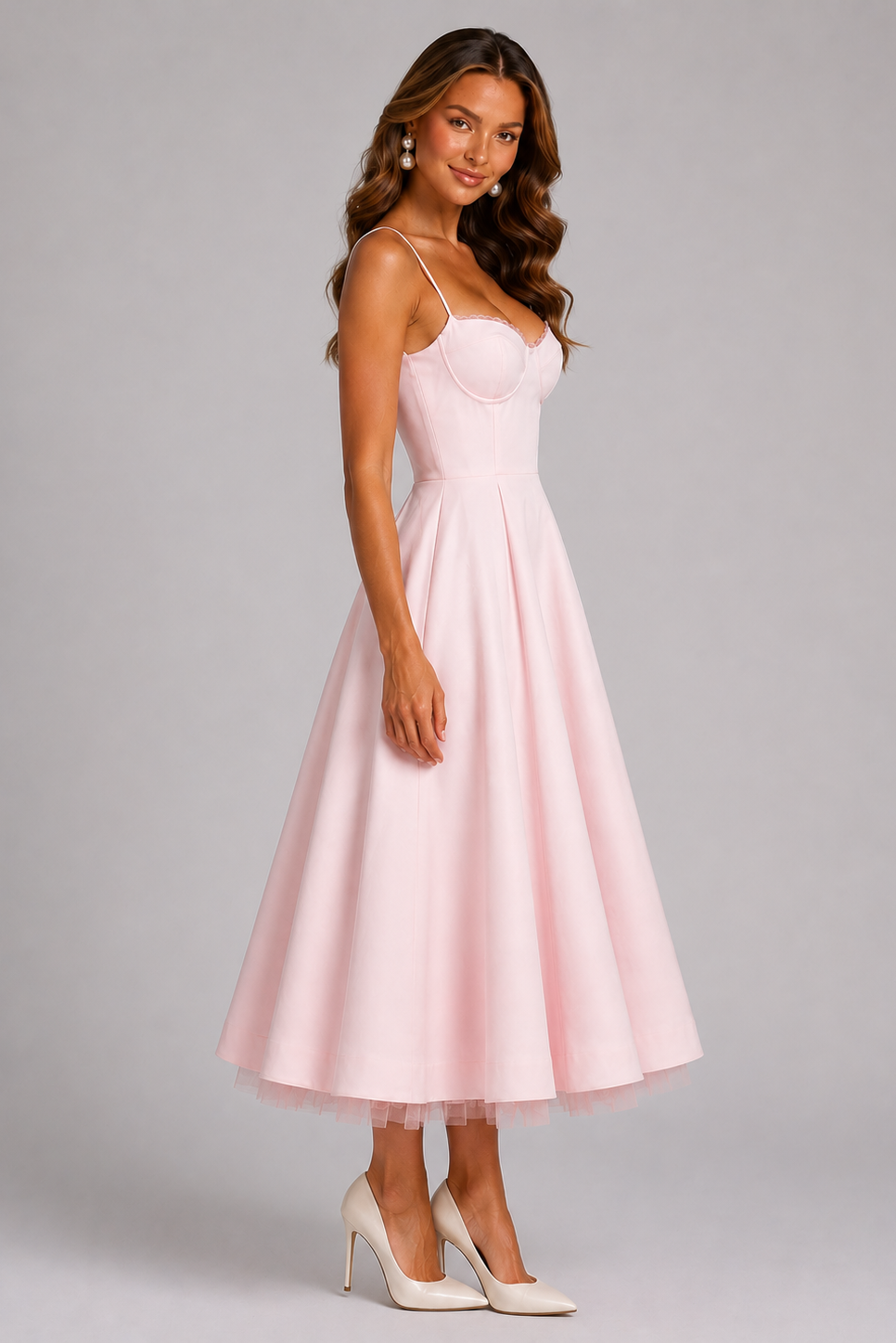Fitted Strappy Corset Midi Dress