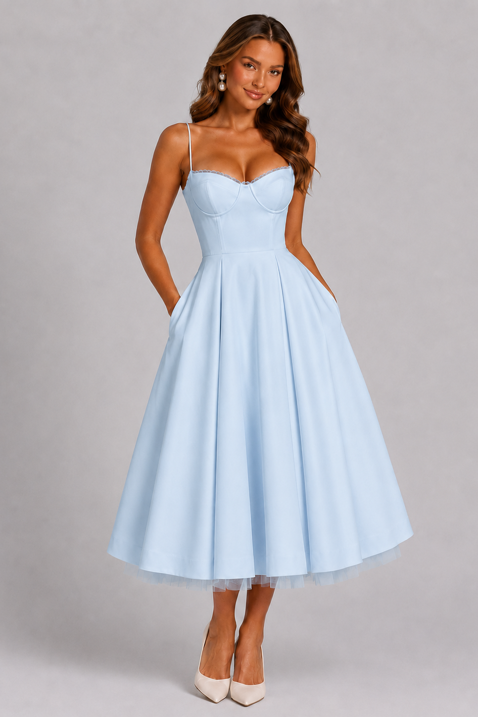 Fitted Strappy Corset Midi Dress