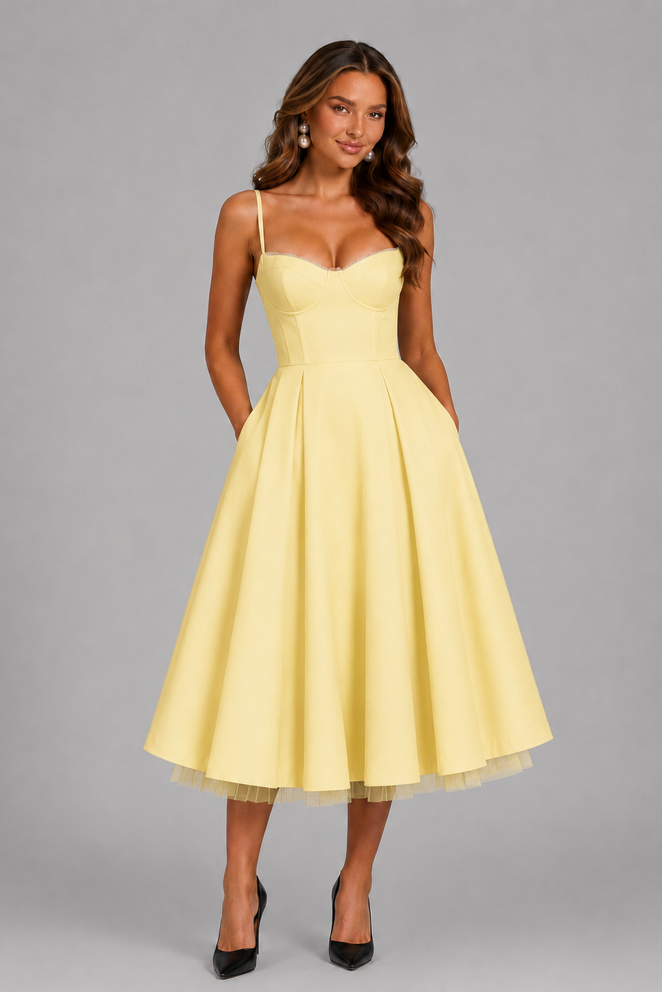 Fitted Strappy Corset Midi Dress
