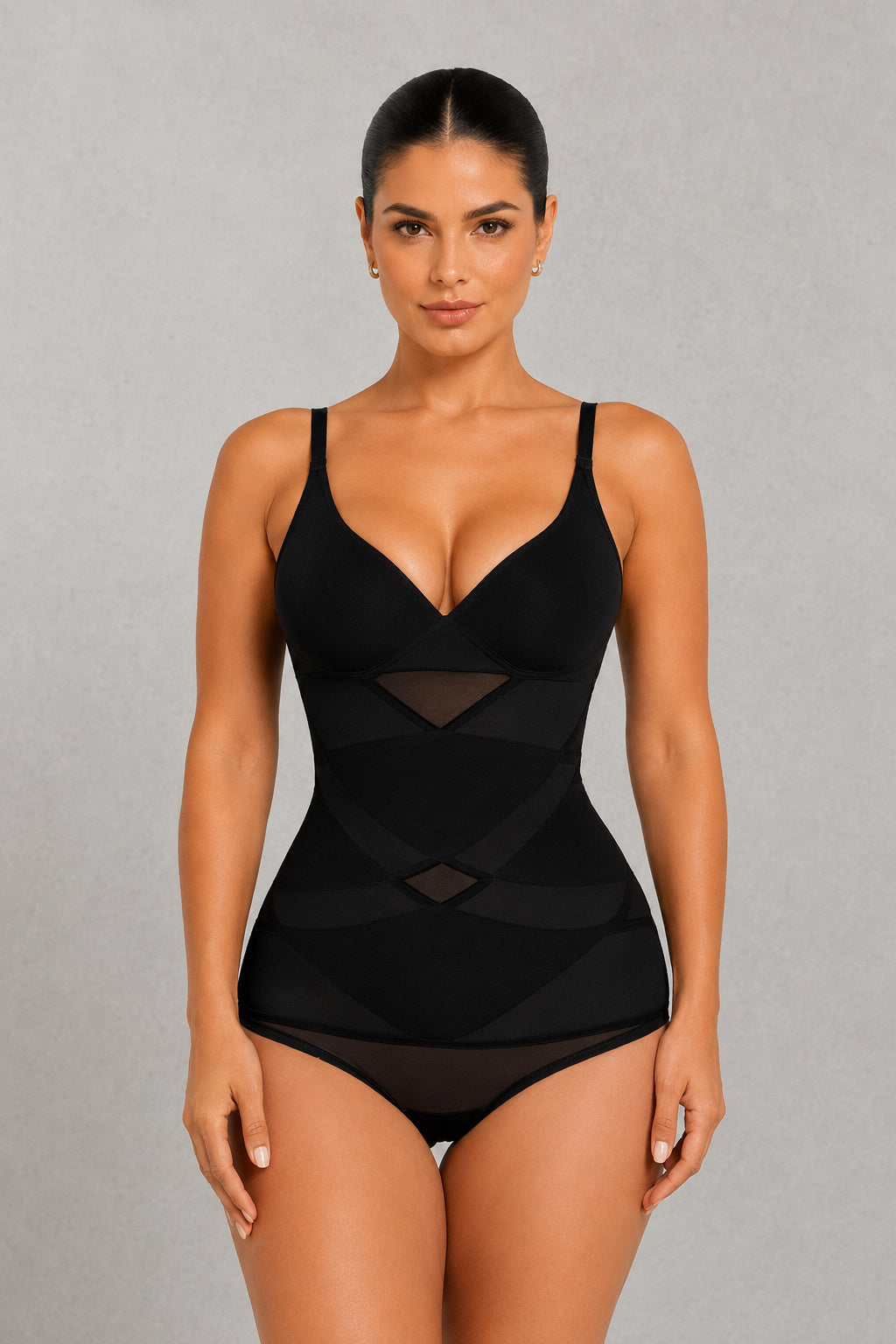 Fitted V Neck Shapewear Bodysuit
