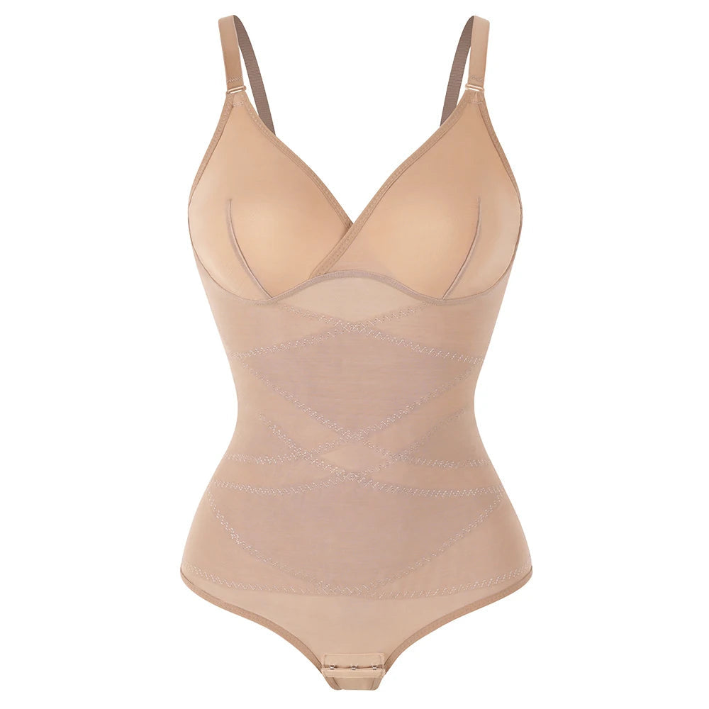 Fitted V Neck Shapewear Bodysuit
