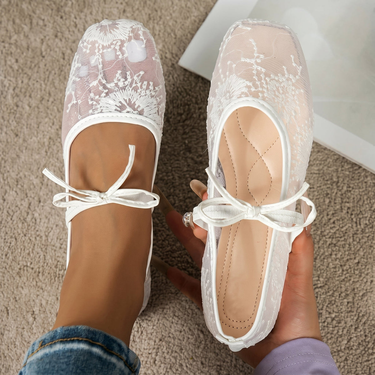 Floral Lace Mary Jane Flats