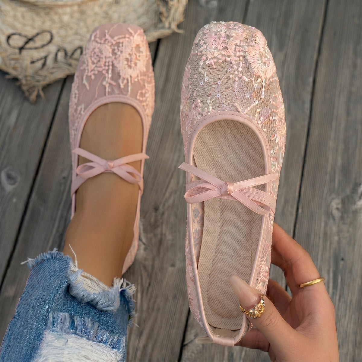 Floral Lace Mary Jane Flats