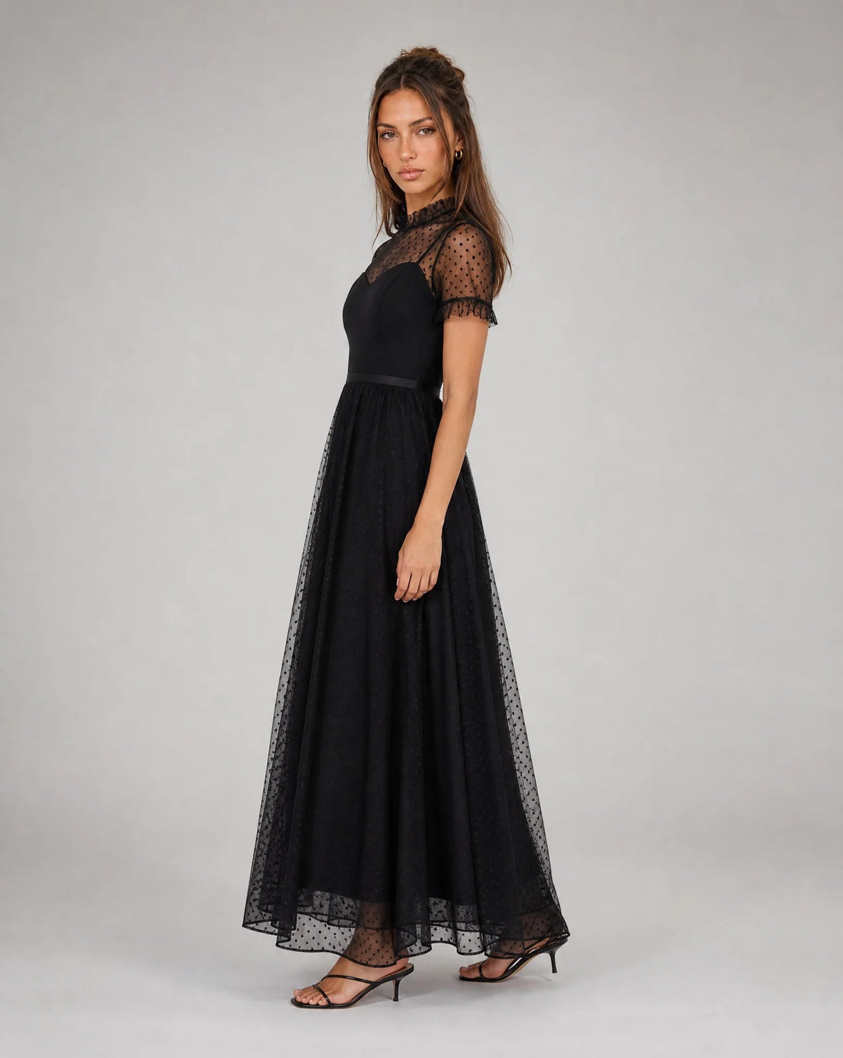 High Neck Midi Evening A-Line Dress