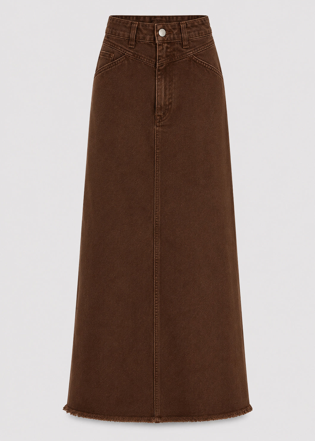 High Waisted Denim Maxi Skirt