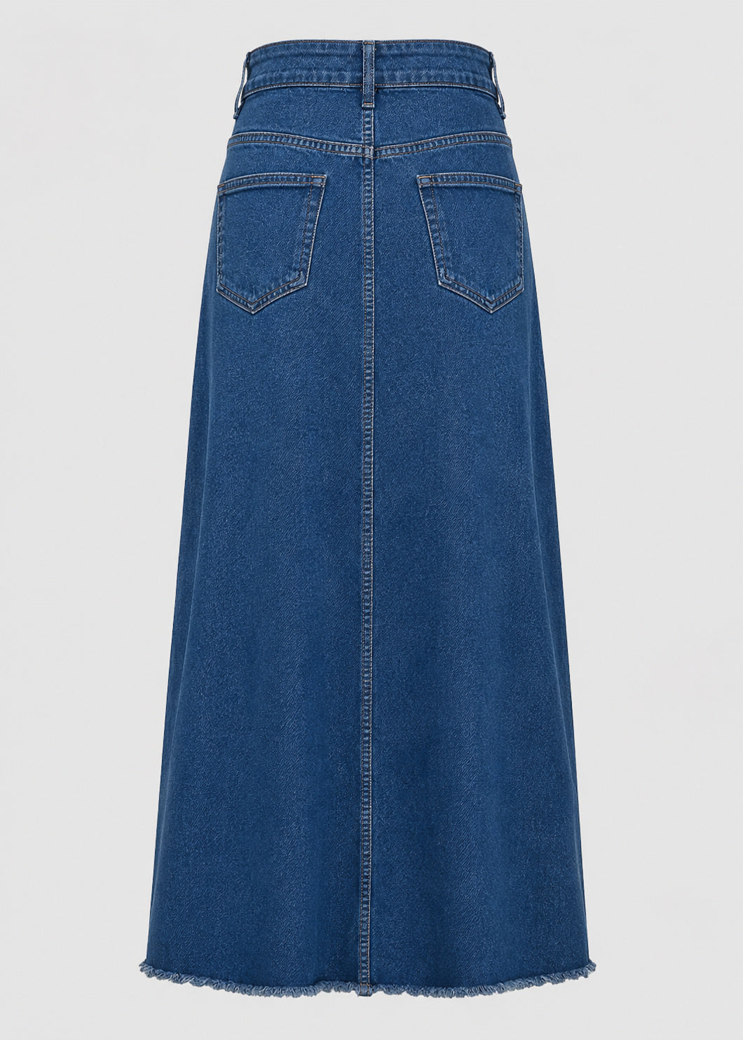 High Waisted Denim Maxi Skirt