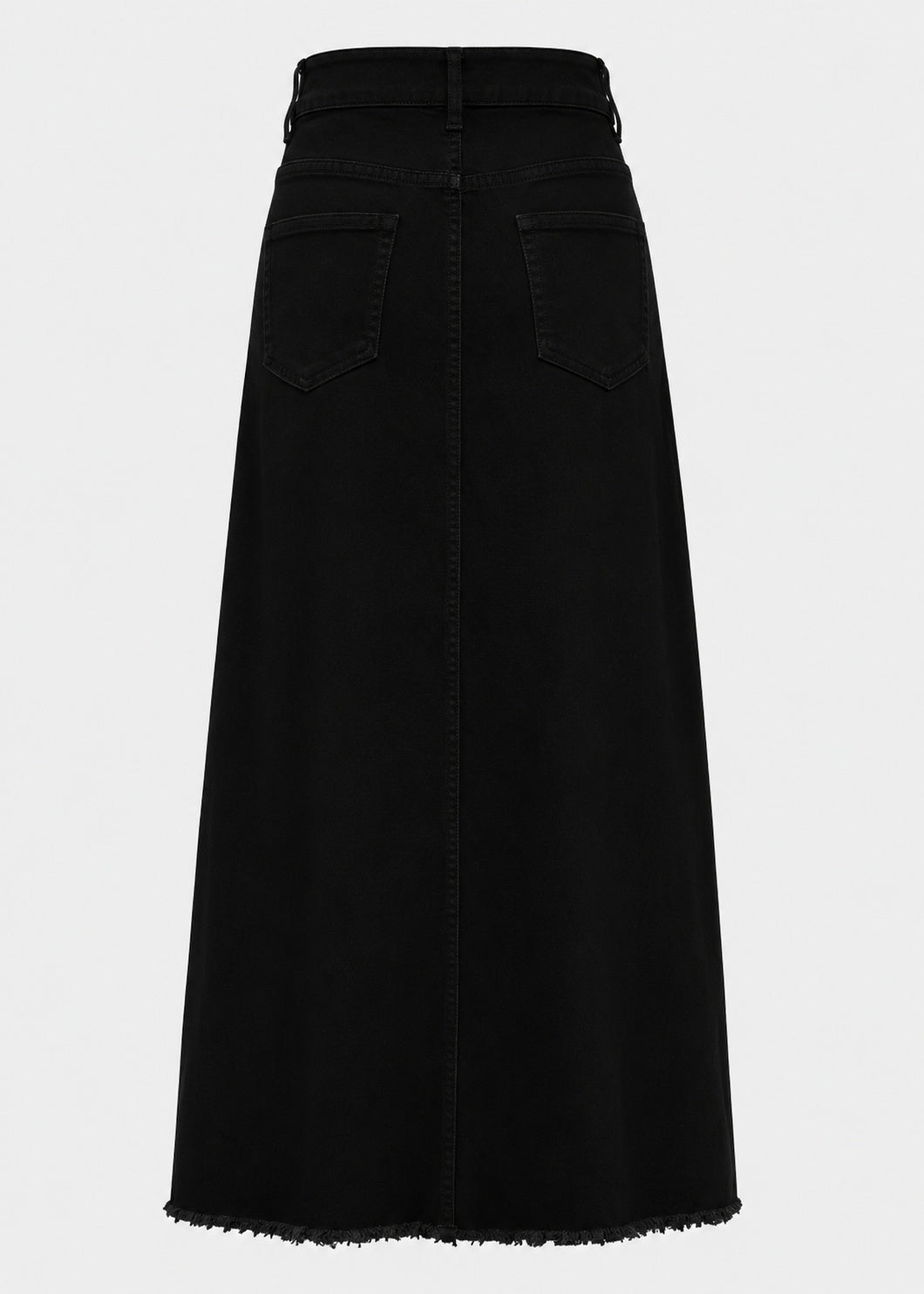 High Waisted Denim Maxi Skirt