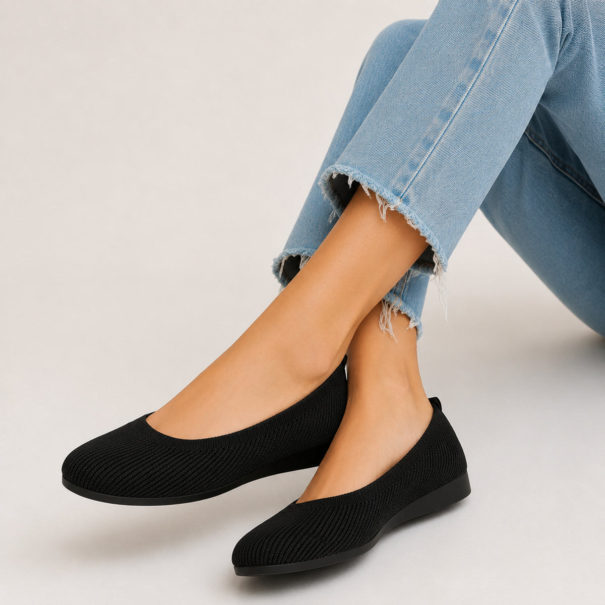 Knitted Slip-On Ballet Flats