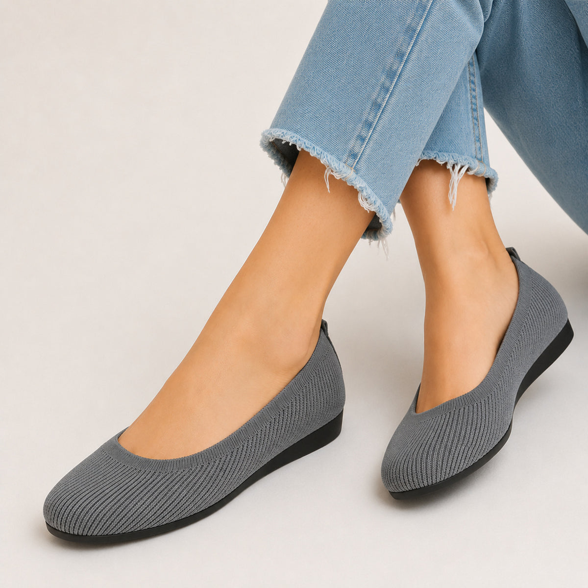 Knitted Slip-On Ballet Flats