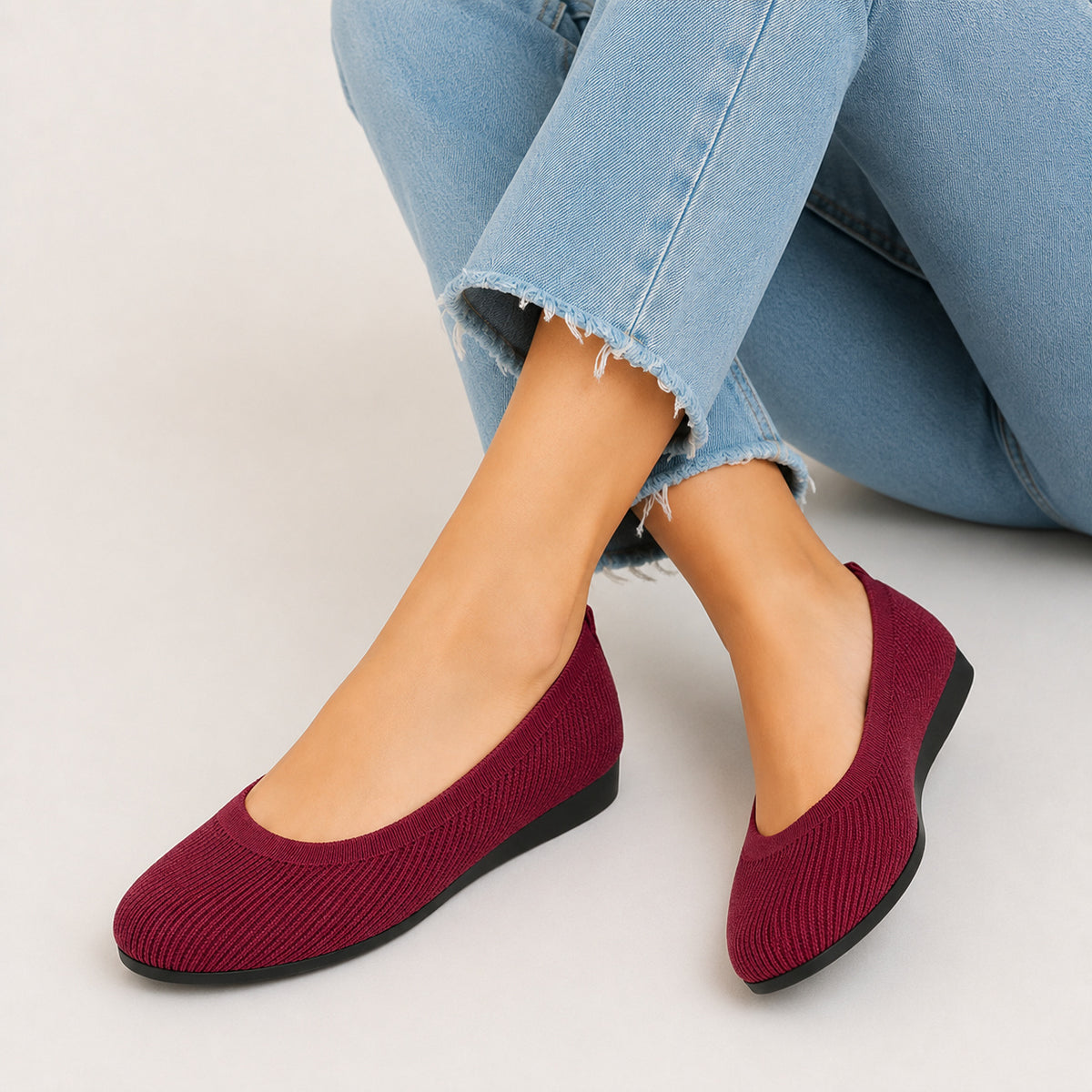 Knitted Slip-On Ballet Flats