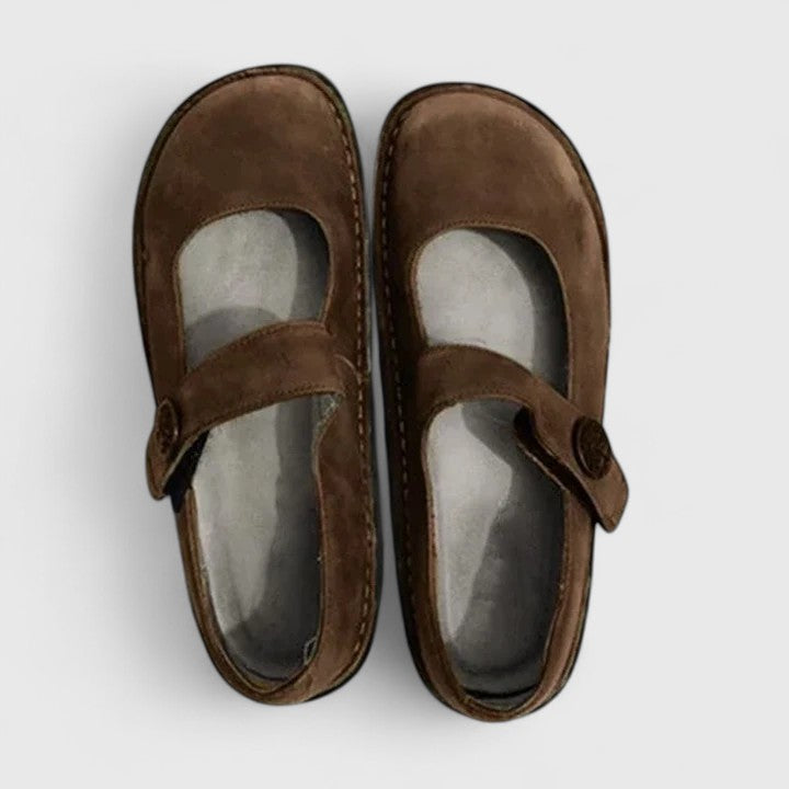 Classic Flat Mary Jane Shoes with Velcro Strap and Round Toe