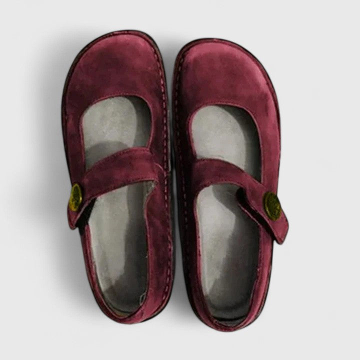 Classic Flat Mary Jane Shoes with Velcro Strap and Round Toe