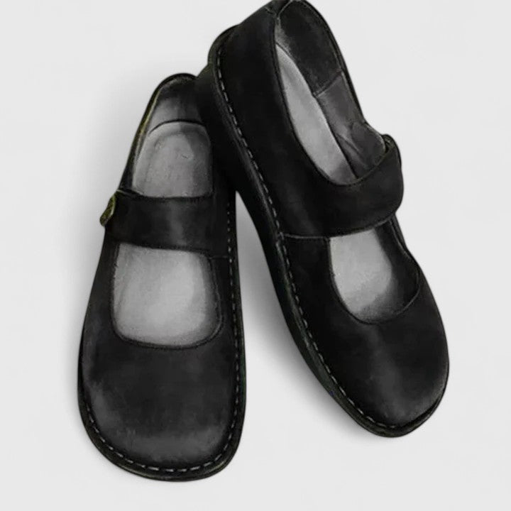 Classic Flat Mary Jane Shoes with Velcro Strap and Round Toe