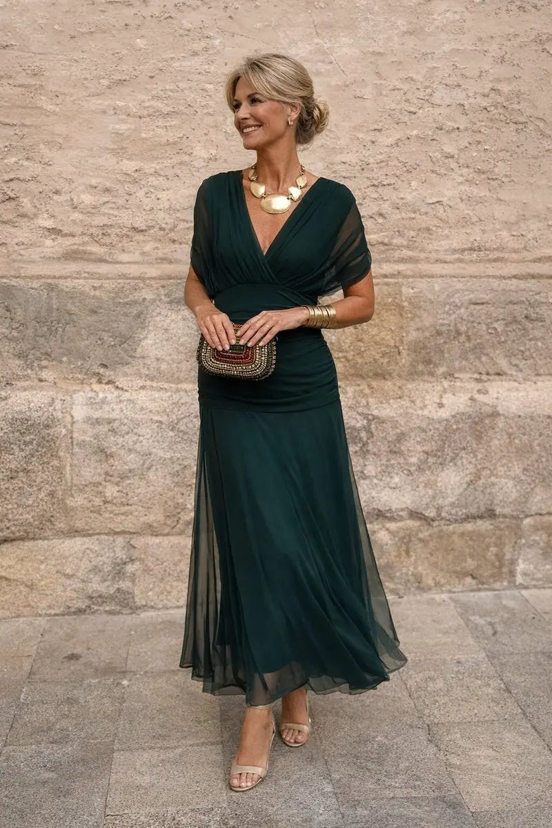 Maxi V Neck Wedding Cocktail Party Dress