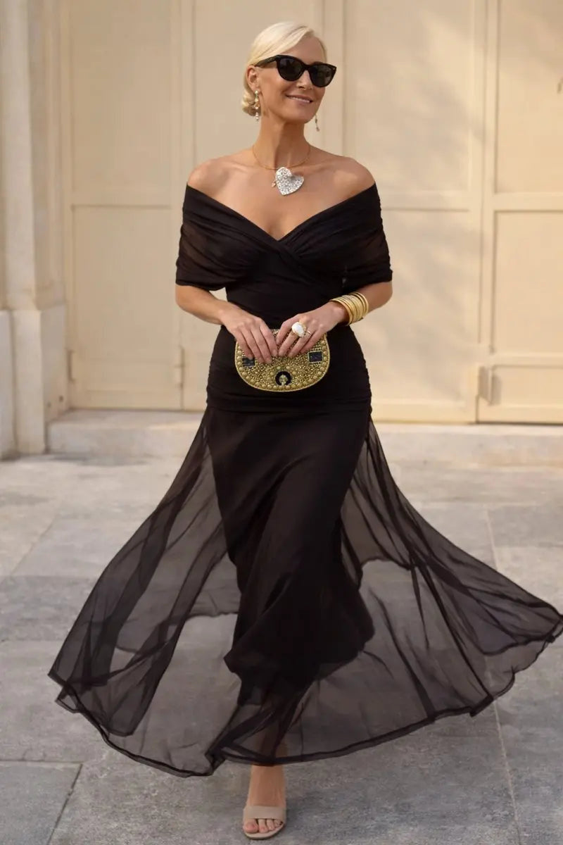 Maxi V Neck Wedding Cocktail Party Dress