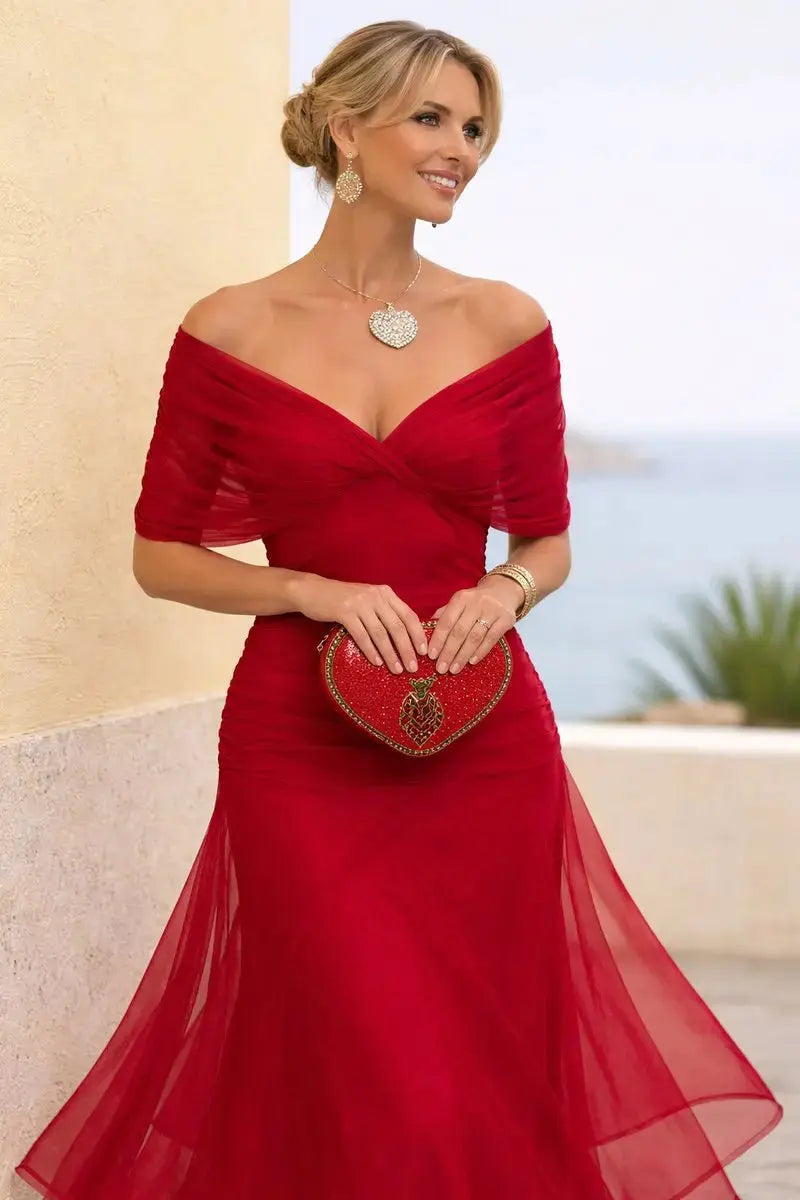 Maxi V Neck Wedding Cocktail Party Dress