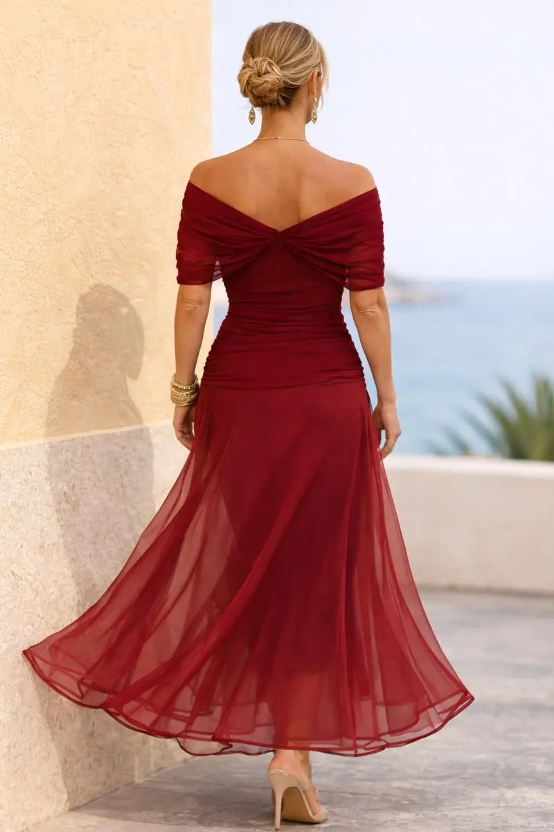 Maxi V Neck Wedding Cocktail Party Dress