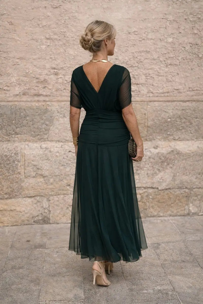 Maxi V Neck Wedding Cocktail Party Dress