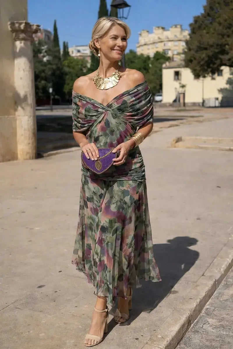 Maxi V Neck Wedding Cocktail Party Dress