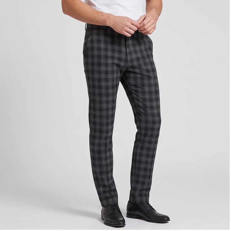 Men's Checked Wool Dress Trousers