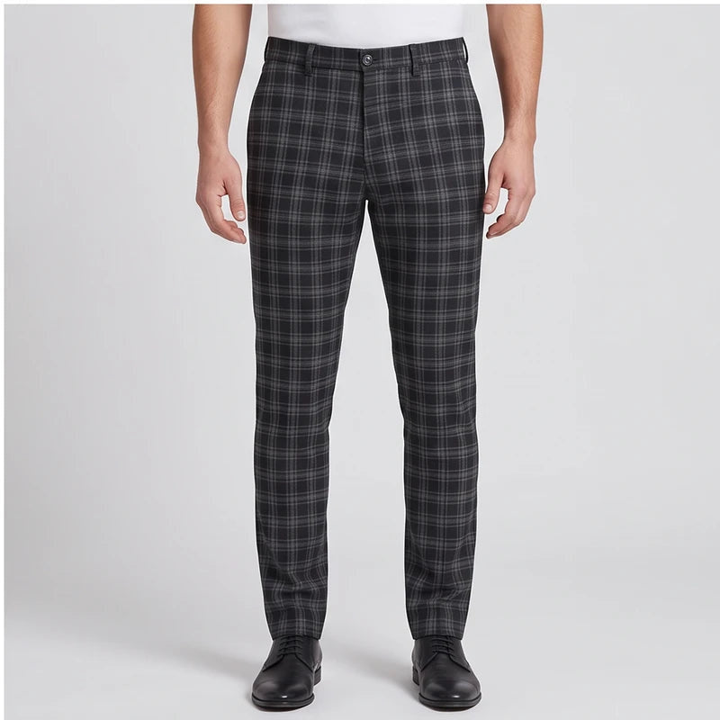 Men's Checked Wool Dress Trousers