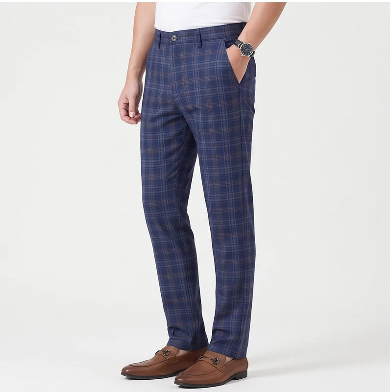 Men's Checked Wool Dress Trousers