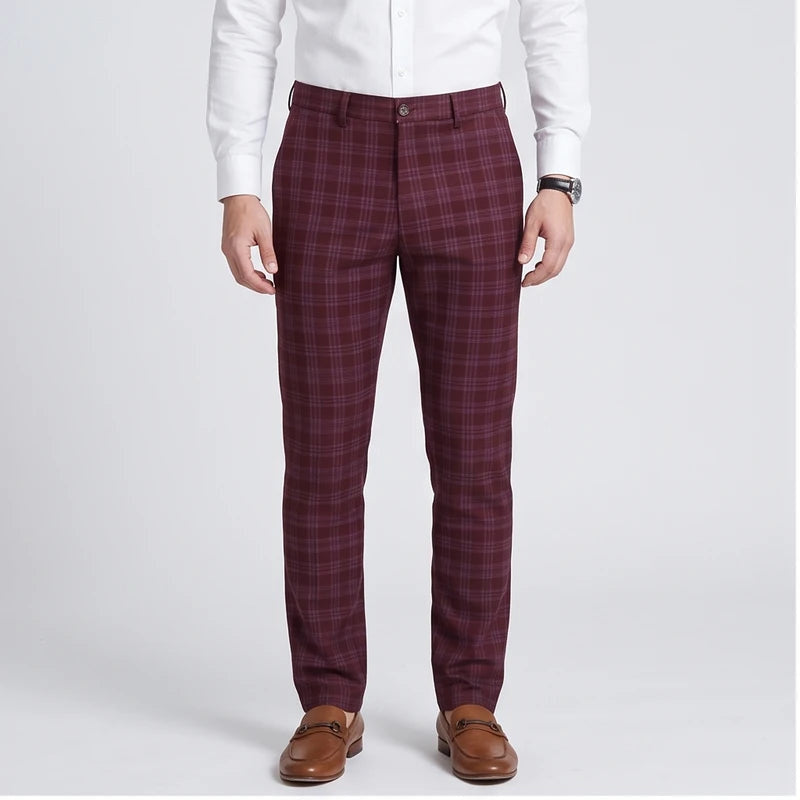Men's Checked Wool Dress Trousers